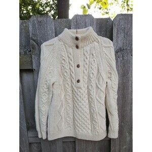 Vintage Mary Smith Original Design Irish Wool 3 Button Pullover Sweater Size M